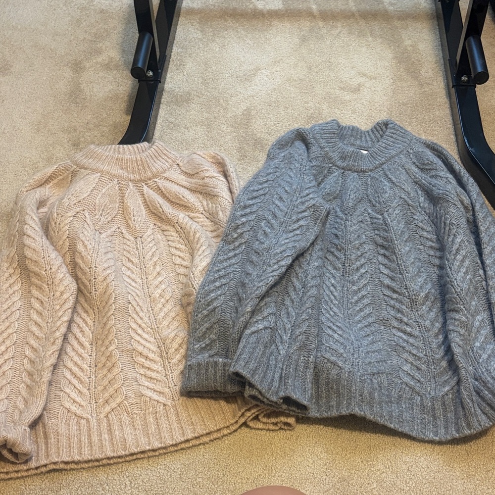 Tuckernuck Cable Knit Sweaters - Tan and Gray (2)